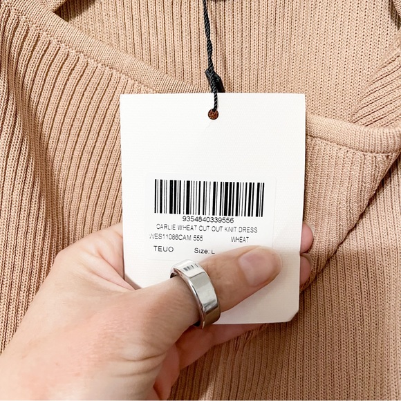 DISSH Carlie Wheat Cut Out Knit Dress Camel Tan Size Large NWT - Picture 5 of 11